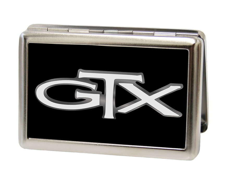 Business Card Holder - LARGE - Plymouth GTX Emblem FCG Black Silver Fade White Metal ID Cases Dodge   