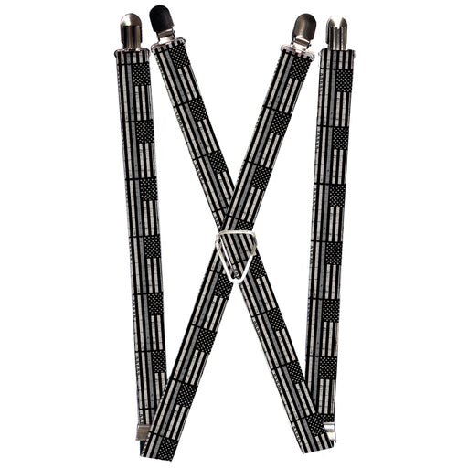 Suspenders - 1.0" - Thin Gray Line Flag Weathered Black Grays Suspenders Buckle-Down   