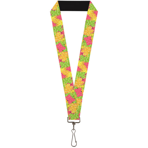 Lanyard - 1.0" - Gummy Bears Stacked Multi Color Lanyards Buckle-Down   