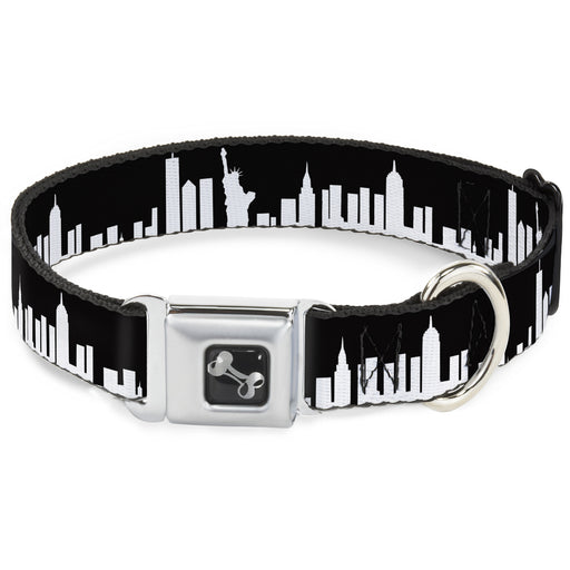 Dog Bone Seatbelt Buckle Collar - New York Solid Skyline Black/White Seatbelt Buckle Collars Buckle-Down   