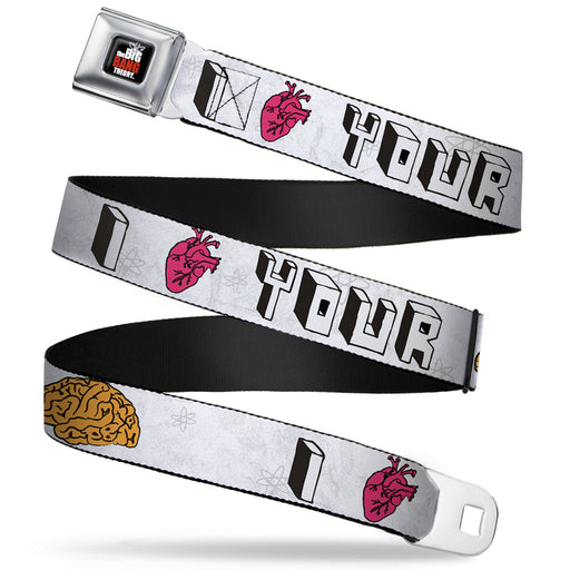 THE BIG BANG THEORY Full Color Black White Red Seatbelt Belt - I "HEART" YOUR "BRAIN" Sketch Webbing Seatbelt Belts The Big Bang Theory   