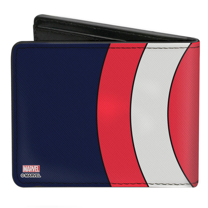 MARVEL AVENGERS Bi-Fold Wallet - Captain America CLOSE-UP Shield Navy Red White Bi-Fold Wallets Marvel Comics   