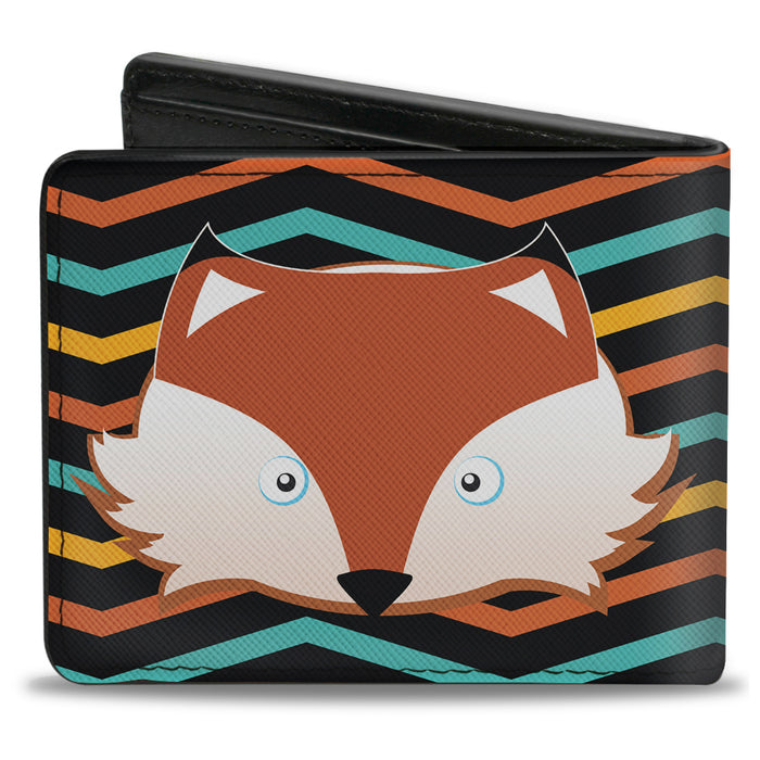 Bi-Fold Wallet - Fox Face Stripes Black Multi Color Bi-Fold Wallets Buckle-Down   