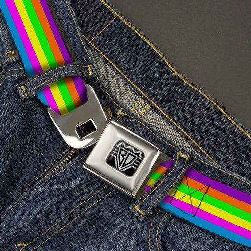 BD Wings Logo CLOSE-UP Full Color Black Silver Seatbelt Belt - Stripes Purple/Orange/Green/Yellow/Pink/Blue Webbing Seatbelt Belts Buckle-Down   