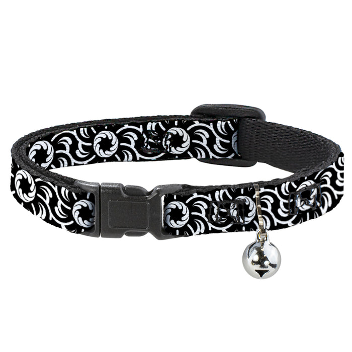 Cat Collar Breakaway - Floral Pinwheel Black White Breakaway Cat Collars Buckle-Down   