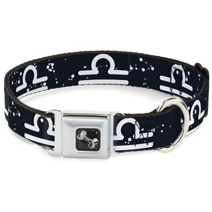 Dog Bone Seatbelt Buckle Collar - Zodiac Libra Symbol/Constellations Black/White Seatbelt Buckle Collars Buckle-Down   