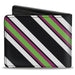 Bi-Fold Wallet - Diagonal Stripes Black White Pink Green Bi-Fold Wallets Buckle-Down   