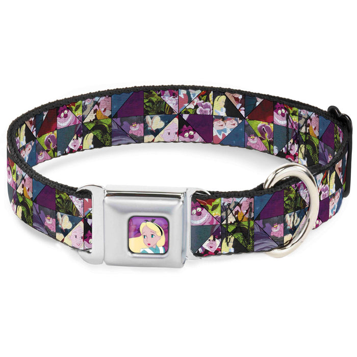 Alice/Cards Full Color Pinks Seatbelt Buckle Collar - Alice in Wonderland Kaleidoscope Scenes Seatbelt Buckle Collars Disney   
