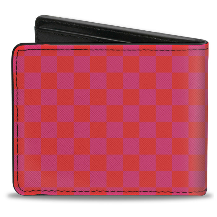 Bi-Fold Wallet - Checker Fluorescent Orange Pink Bi-Fold Wallets Buckle-Down   