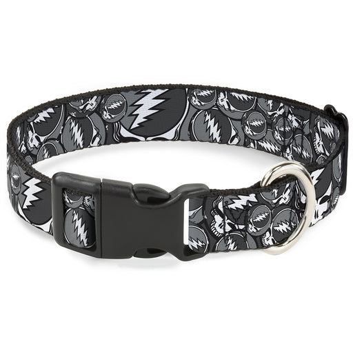Plastic Clip Collar - Steal Your Face Stacked Gray Plastic Clip Collars Grateful Dead   