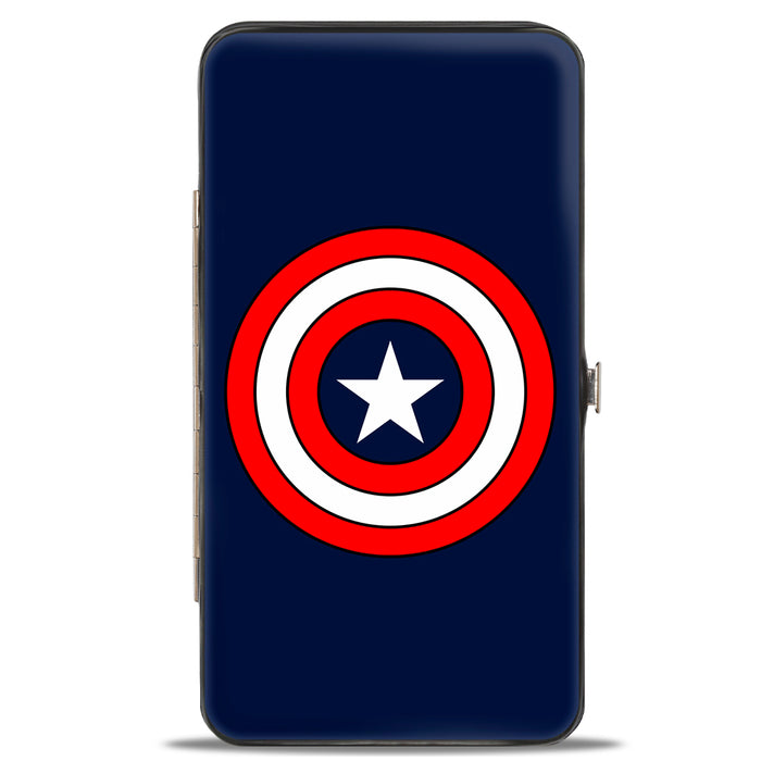 MARVEL COMICS Hinged Wallet - Captain America Shield Navy Red White Hinged Wallets Marvel Comics   