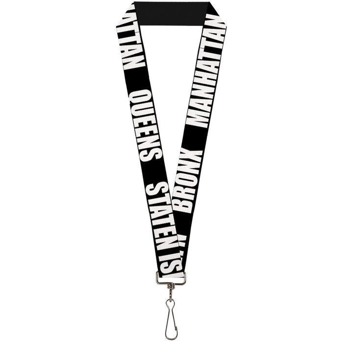 Lanyard - 1.0" - New York's Five Burroughs Bold Black White Lanyards Buckle-Down   