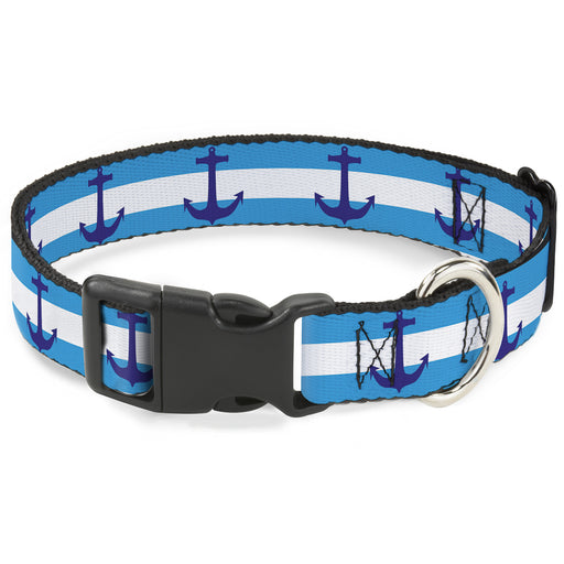 Plastic Clip Collar - Anchor/Stripe Blues/White Plastic Clip Collars Buckle-Down   