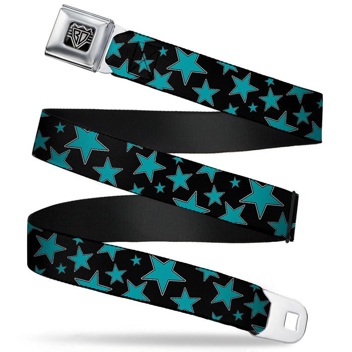 BD Wings Logo CLOSE-UP Full Color Black Silver Seatbelt Belt - Stars/Multi Stars Black/Turquoise Webbing Seatbelt Belts Buckle-Down   