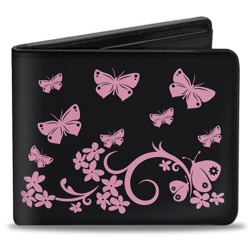 Bi-Fold Wallet - Butterfly Garden Black Pink Bi-Fold Wallets Buckle-Down   