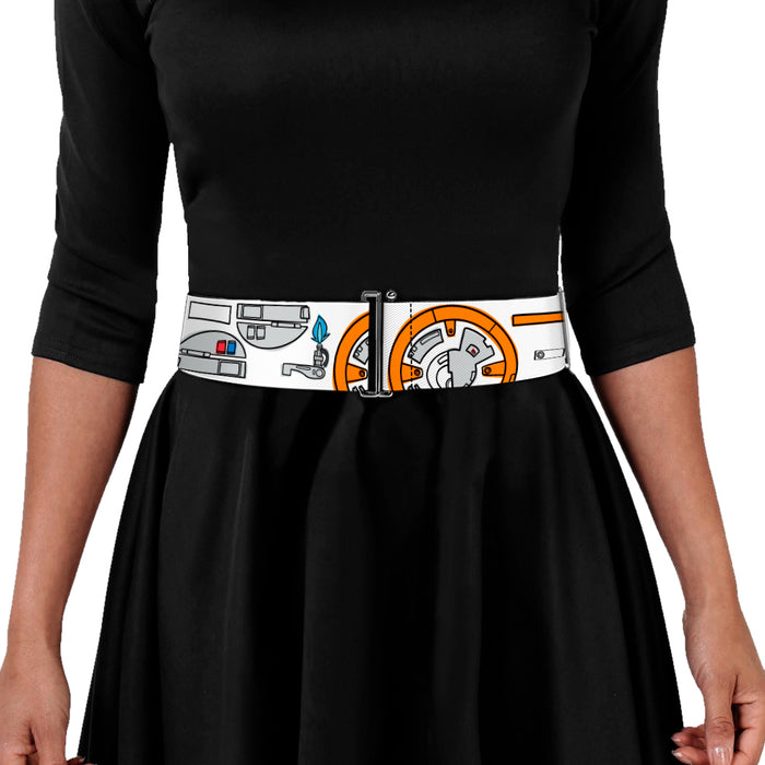 Cinch Waist Belt - Star Wars BB-8 Parts Bounding White Black Orange Grays Womens Cinch Waist Belts Star Wars   