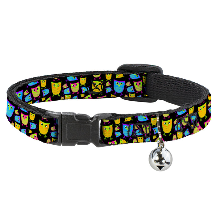 Cat Collar Breakaway - Owls Black Multi Neon Breakaway Cat Collars Buckle-Down   