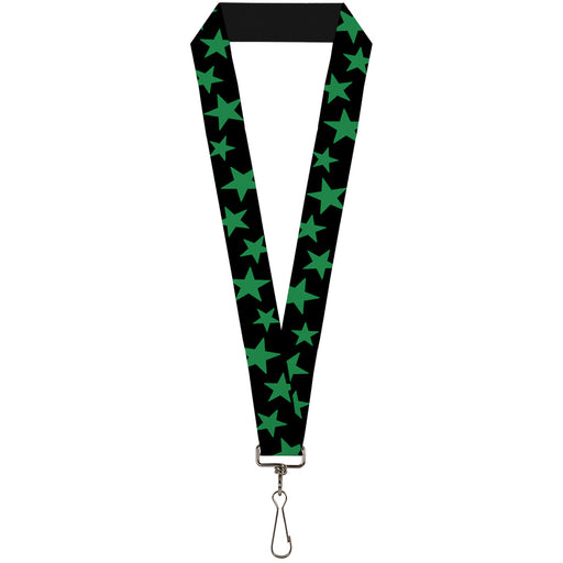 Lanyard - 1.0" - Stars Scattered Black Green Lanyards Buckle-Down   