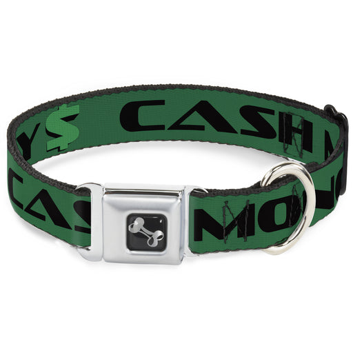 Dog Bone Seatbelt Buckle Collar - CASH MONEY $ Green/Black Seatbelt Buckle Collars Buckle-Down   