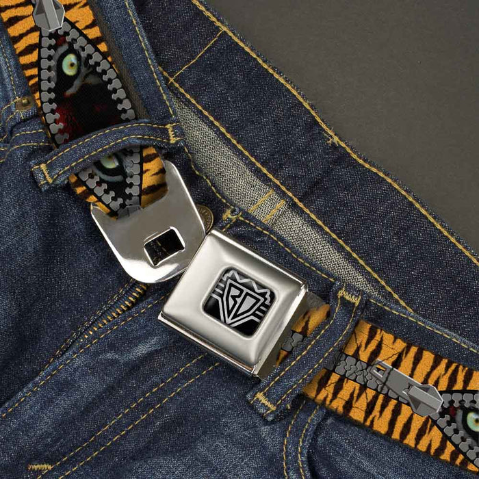 BD Wings Logo CLOSE-UP Full Color Black Silver Seatbelt Belt - Tiger Eyes Webbing Seatbelt Belts Buckle-Down   
