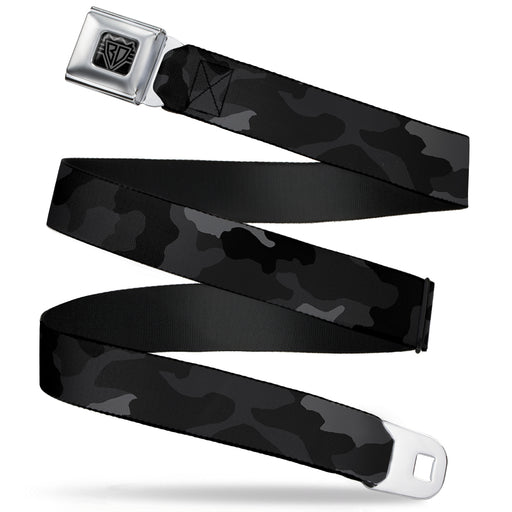 BD Wings Logo CLOSE-UP Full Color Black Silver Seatbelt Belt - Camo Charcoal Webbing Seatbelt Belts Buckle-Down   