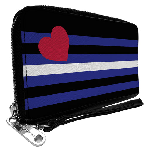 Women's PU Zip Around Wallet Rectangle - Flag Leather Black Blue Red White Clutch Zip Around Wallets Buckle-Down   