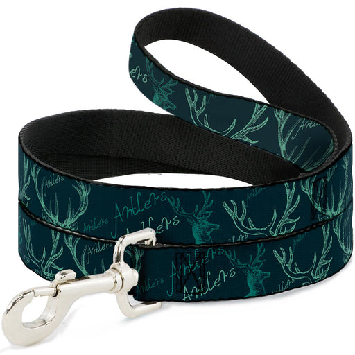 Dog Leash - Antlers Turquoise Dog Leashes Buckle-Down   