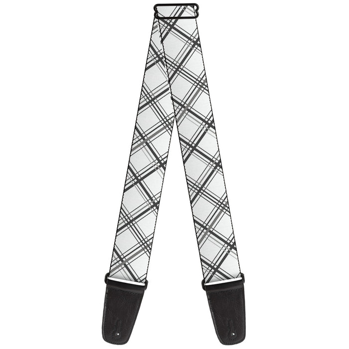 Guitar Strap - Plaid X White Gray Guitar Straps Buckle-Down   