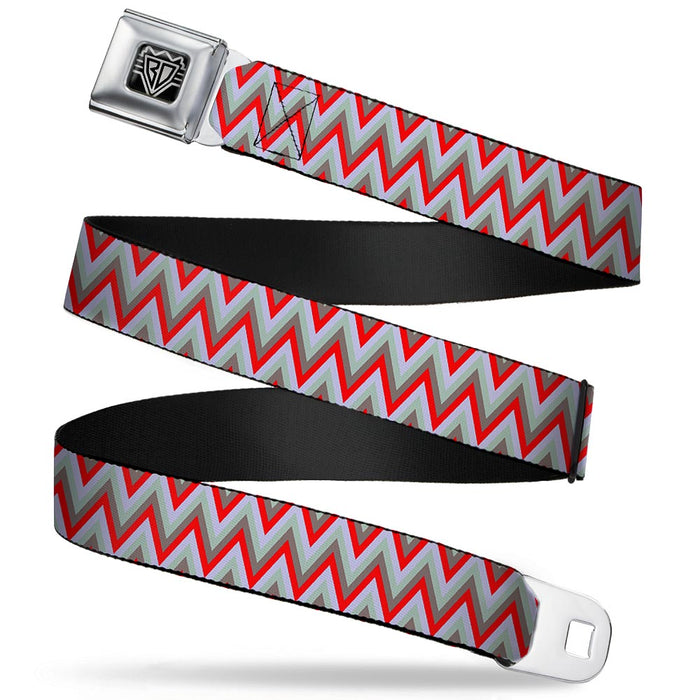 BD Wings Logo CLOSE-UP Full Color Black Silver Seatbelt Belt - Zig Zag White/Tan/Gray/Red Webbing Seatbelt Belts Buckle-Down   