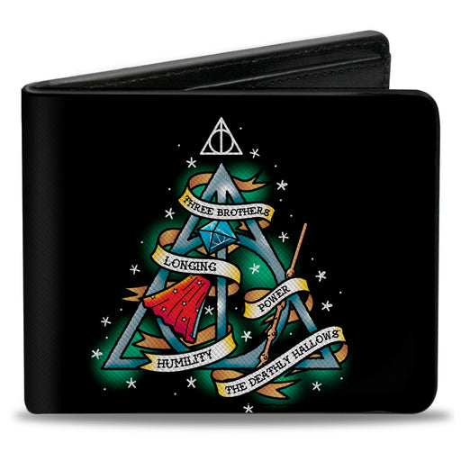Bi-Fold Wallet - Harry Potter THE DEATHLY HALLOWS Symbol THREE BROTHERS LONGING POWER HUMILITY Tattoo Black Bi-Fold Wallets The Wizarding World of Harry Potter   