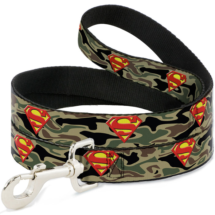 Dog Leash - Superman Shield Camo Olive Dog Leashes DC Comics   