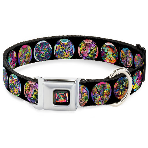 I'D SPEND ALL 9 LIVES WITH YOU Full Color Black/Multi Color Seatbelt Buckle Collar - Cat Portraits Stylized Black/Multi Color Seatbelt Buckle Collars Dean Russo   