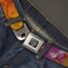 BD Wings Logo CLOSE-UP Full Color Black Silver Seatbelt Belt - Vivid Floral Collage Orange-Pinks Webbing Seatbelt Belts Buckle-Down   