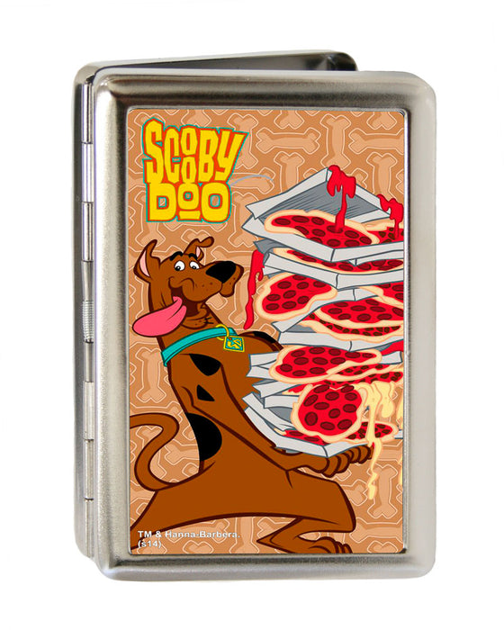 Business Card Holder - LARGE - SCOOBY DOO Pizza Stack Pose Dog Bone FCG Browns Metal ID Cases Scooby Doo   