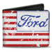 Bi-Fold Wallet - FORD Script Americana Flag Weathered White Red Blue Bi-Fold Wallets Ford   