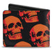 Bi-Fold Wallet - 3-D Skulls Repeat Black Reds Bi-Fold Wallets Buckle-Down   