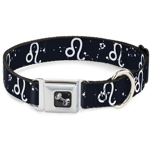 Dog Bone Seatbelt Buckle Collar - Zodiac Leo Symbol/Constellations Black/White Seatbelt Buckle Collars Buckle-Down   