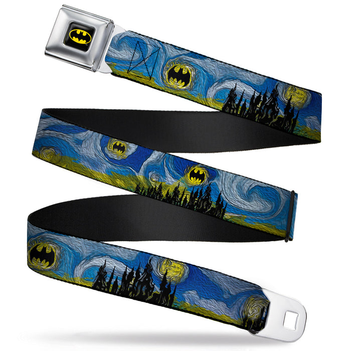 Batman Full Color Black Yellow Seatbelt Belt - Batman Dark Starry Night Webbing Seatbelt Belts DC Comics   
