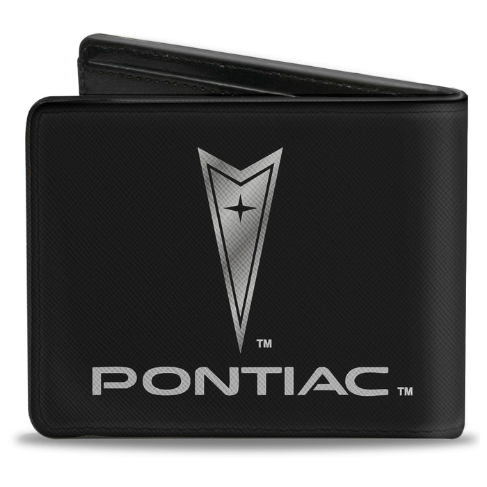 Bi-Fold Wallet - Pontiac Black Silver Logo CENTERED Bi-Fold Wallets GM General Motors   