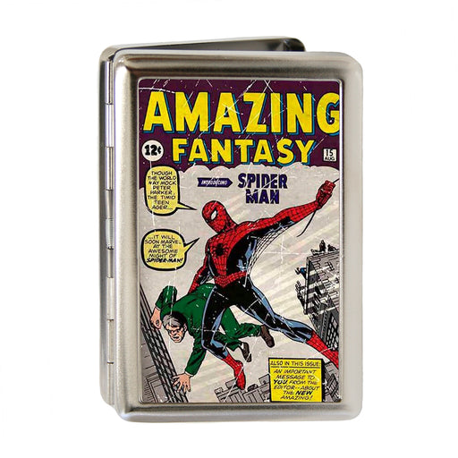 MARVEL COMICS Business Card Holder - LARGE - Spider-Man Carrying Man Amazing Fantasy #15 Comic Book Cover FCG Metal ID Cases Marvel Comics   