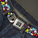 BD Wings Logo CLOSE-UP Full Color Black Silver Seatbelt Belt - Funky Skulls Hearts & Stars Black/Multi Color Webbing Seatbelt Belts Buckle-Down   