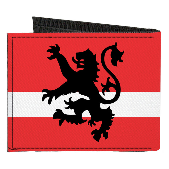 Canvas Bi-Fold Wallet - Rampant Lion Repeat Stripes Red White Black Canvas Bi-Fold Wallets Buckle-Down   