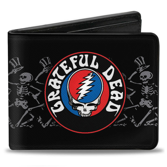 Bi-Fold Wallet - GRATEFUL DEAD Steal Your Face Logo Dancing Skeletons Black Gray Red White Blue Bi-Fold Wallets Grateful Dead   