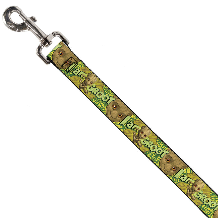 Dog Leash - Baby Groot Pose/Face I AM GROOT Browns/Greens/Yellows Dog Leashes Marvel Comics   