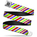 BD Wings Logo CLOSE-UP Full Color Black Silver Seatbelt Belt - Diagonal Stripes White/Multi Neon Webbing Seatbelt Belts Buckle-Down   