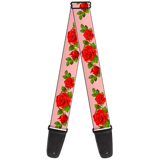 Guitar Strap - Rose Trio Leaves Pink Guitar Straps Buckle-Down   