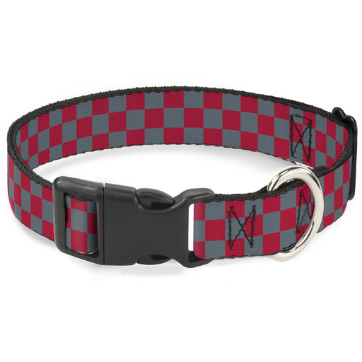 Plastic Clip Collar - Checker Crimson Red/Gray Plastic Clip Collars Buckle-Down   