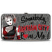Hinged Wallet - Harley Quinn Pose SOMEBODY IN ARKHAM CITY LOVES ME Diamonds Grays Black Red Hinged Wallets DC Comics   
