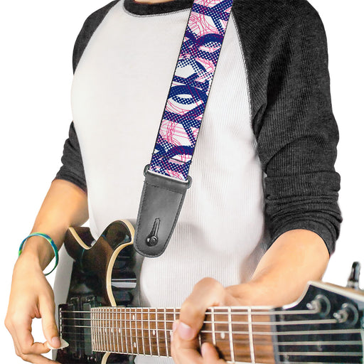 Guitar Strap - Peace Mixed White Blue Pink Guitar Straps Buckle-Down   