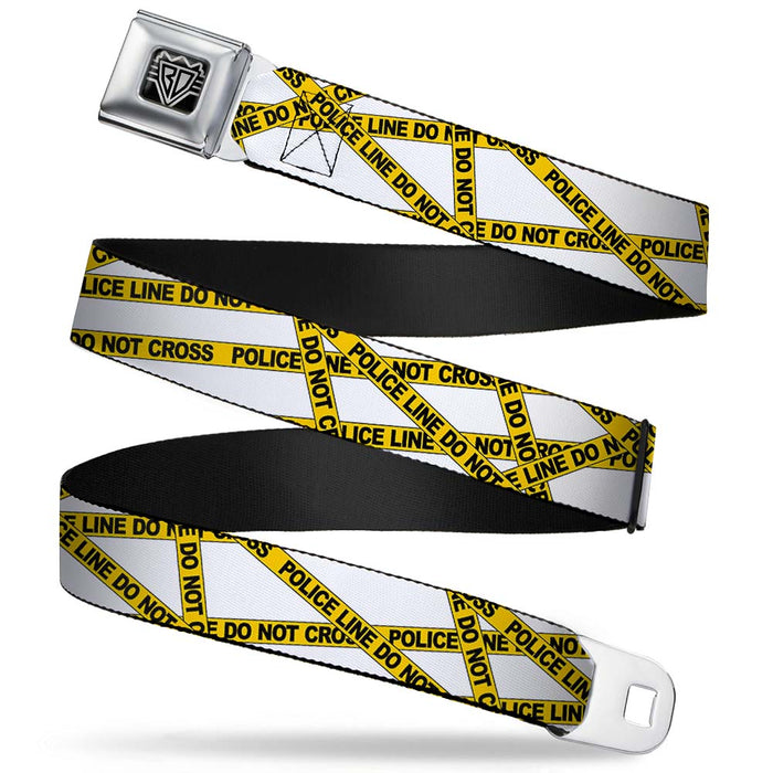 BD Wings Logo CLOSE-UP Full Color Black Silver Seatbelt Belt - Police Line White/Yellow Webbing Seatbelt Belts Buckle-Down   